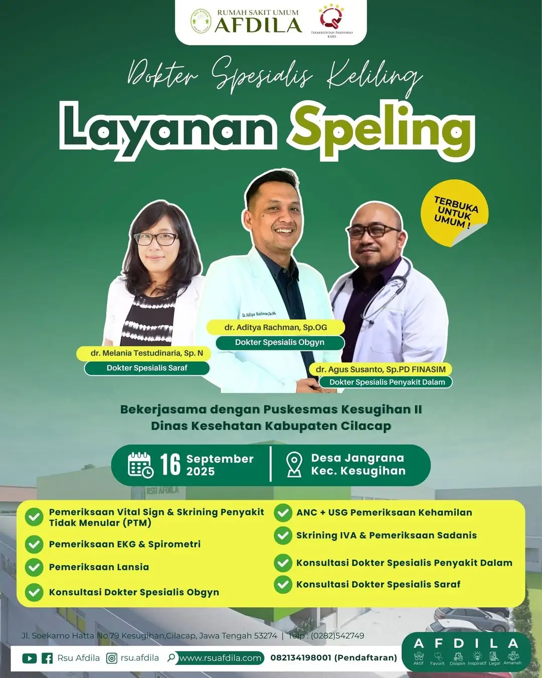 Jangan lewatkan Layanan Speling RSU Afdila!